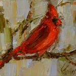 "CARDINAL" 8X8" OIL ON CANVAS  SOLD