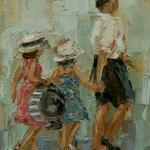 "DADDY'S GIRLS" 11X14" OIL ON CANVAS SOLD